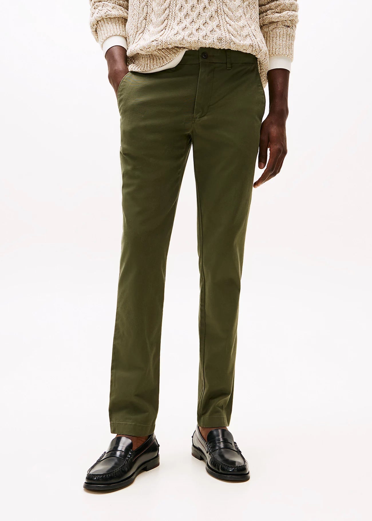 Pantalon chino Tommy Hilfiger kaki pour homme | Georgespaul 