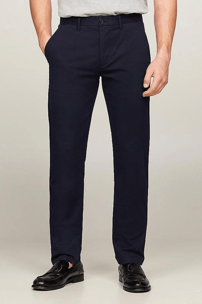 Pantalon chino Tommy Hilfiger marine en coton bio stretch - Georgespaul