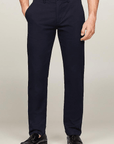 Pantalon chino Tommy Hilfiger marine en coton bio stretch - Georgespaul