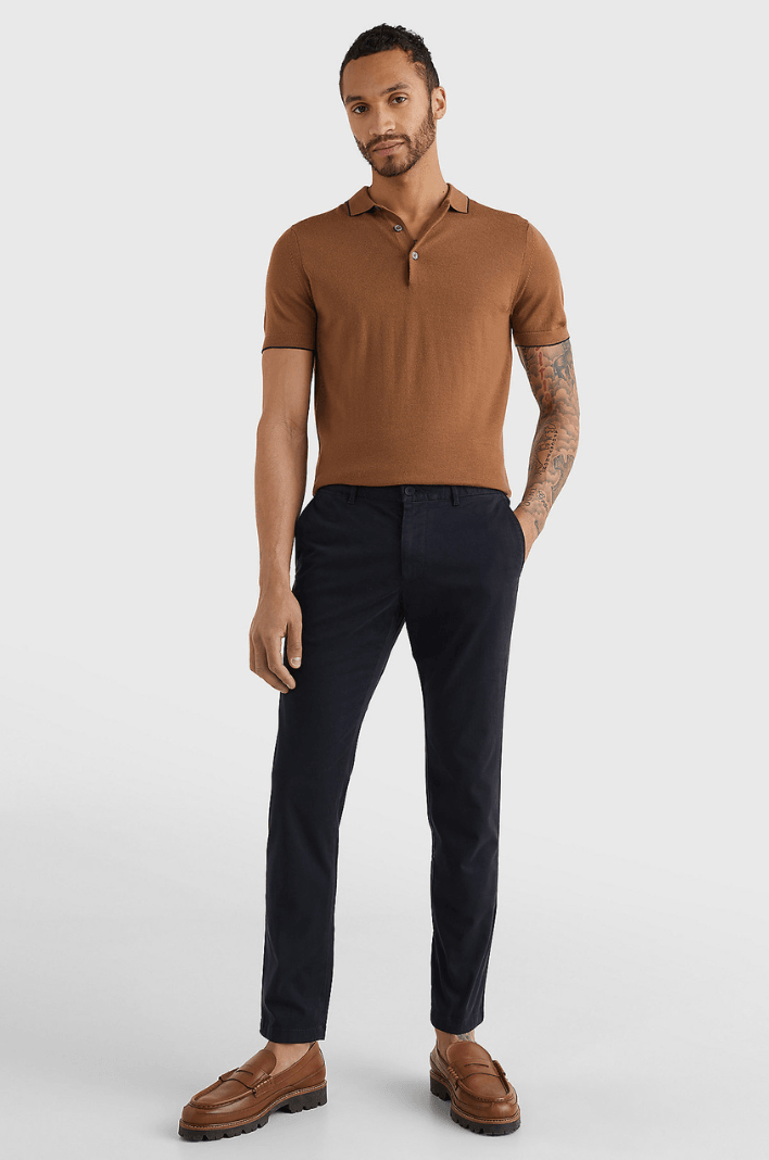 Pantalon chino Tommy Hilfiger slim marine coton bio - Georgespaul