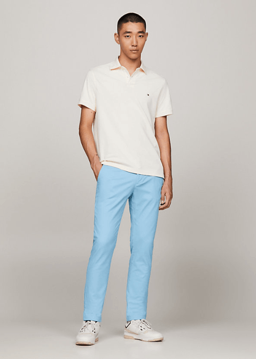 Pantalon chino slim Tommy Hilfiger bleu coton bio stretch - Georgespaul