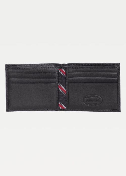 Petit portefeuille à deux volets Tommy Hilfiger noir en cuir - Georgespaul