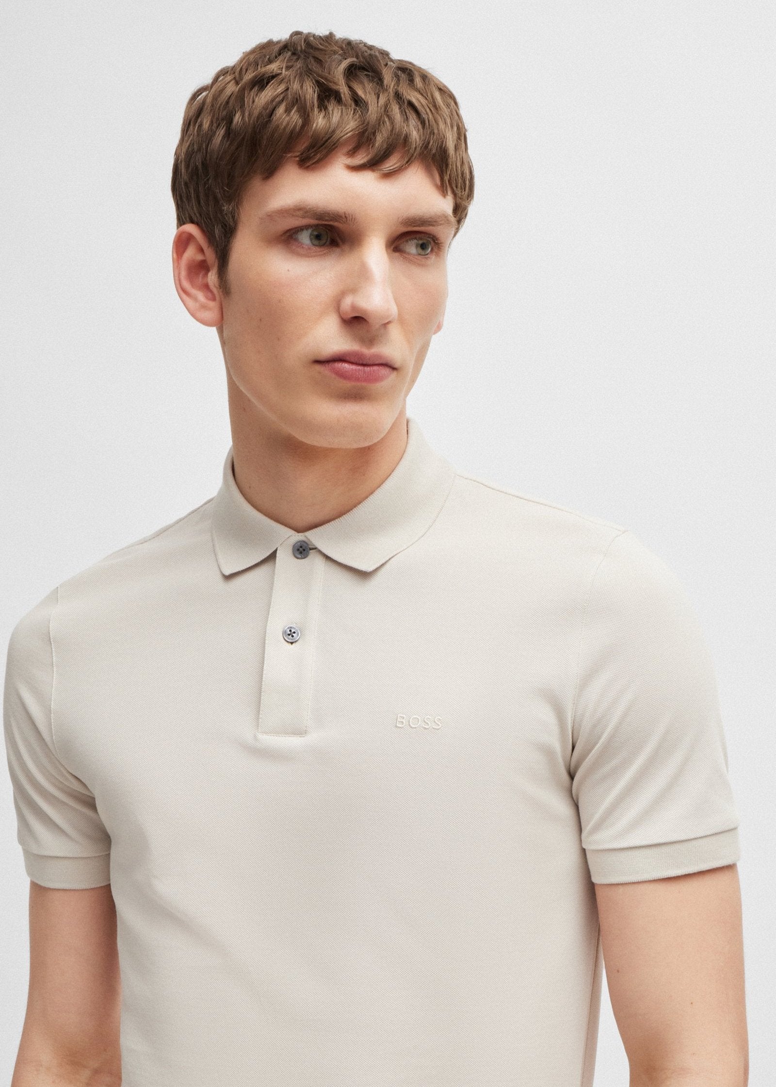 Polo BOSS blanc pour homme | Georgespaul