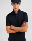 Eden Park schlichtes schwarzes Poloshirt aus Stretch-Pima-Baumwolle