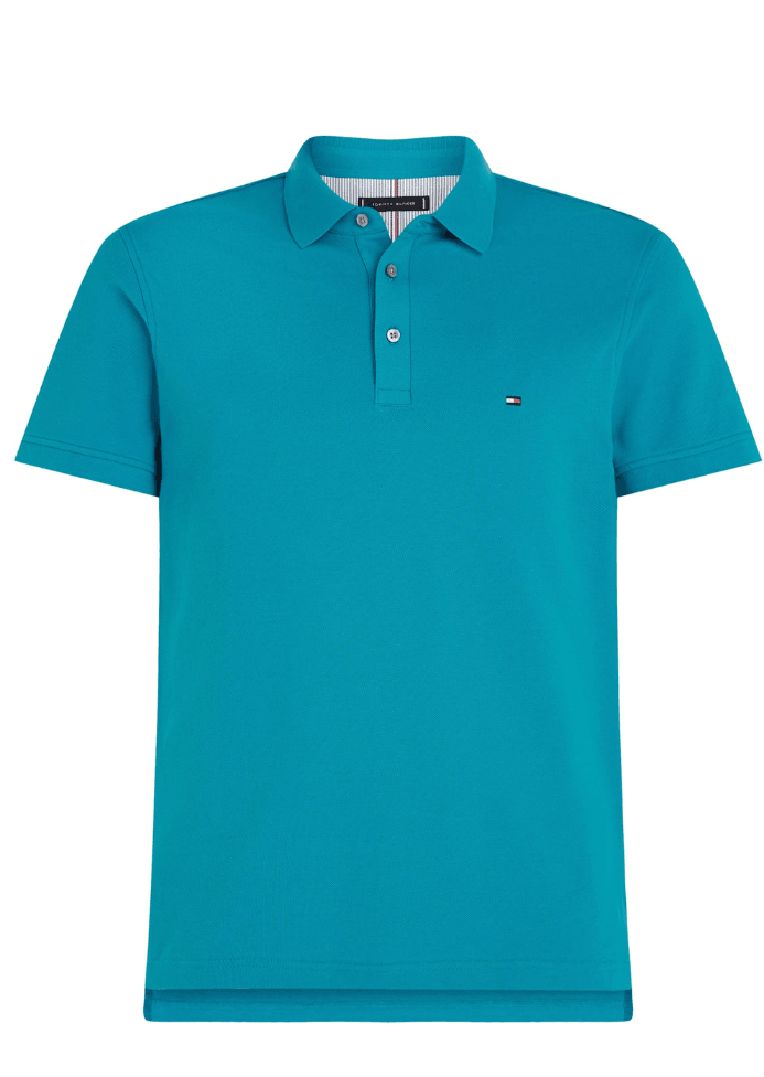 Polo Tommy Hilfiger ajusté bleu en coton bio - Georgespaul