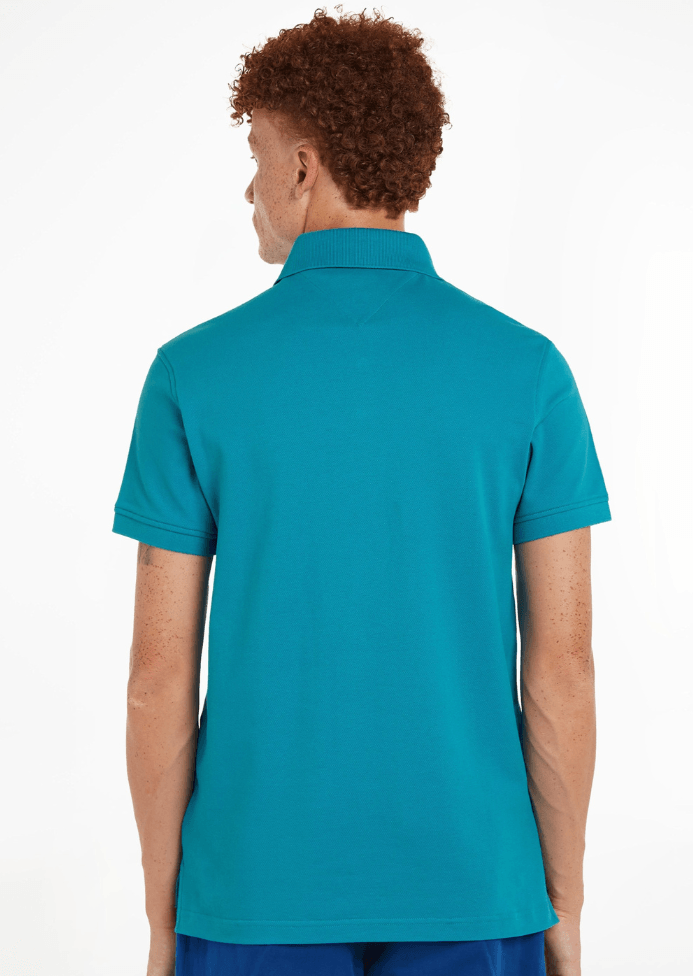 Polo Tommy Hilfiger ajusté bleu en coton bio - Georgespaul