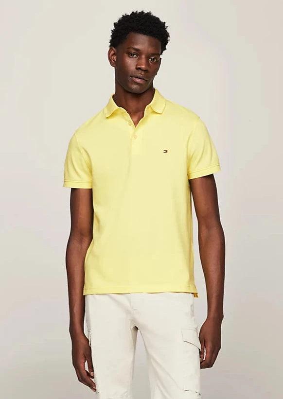 Polo Tommy Hilfiger ajusté jaune en coton bio - Georgespaul