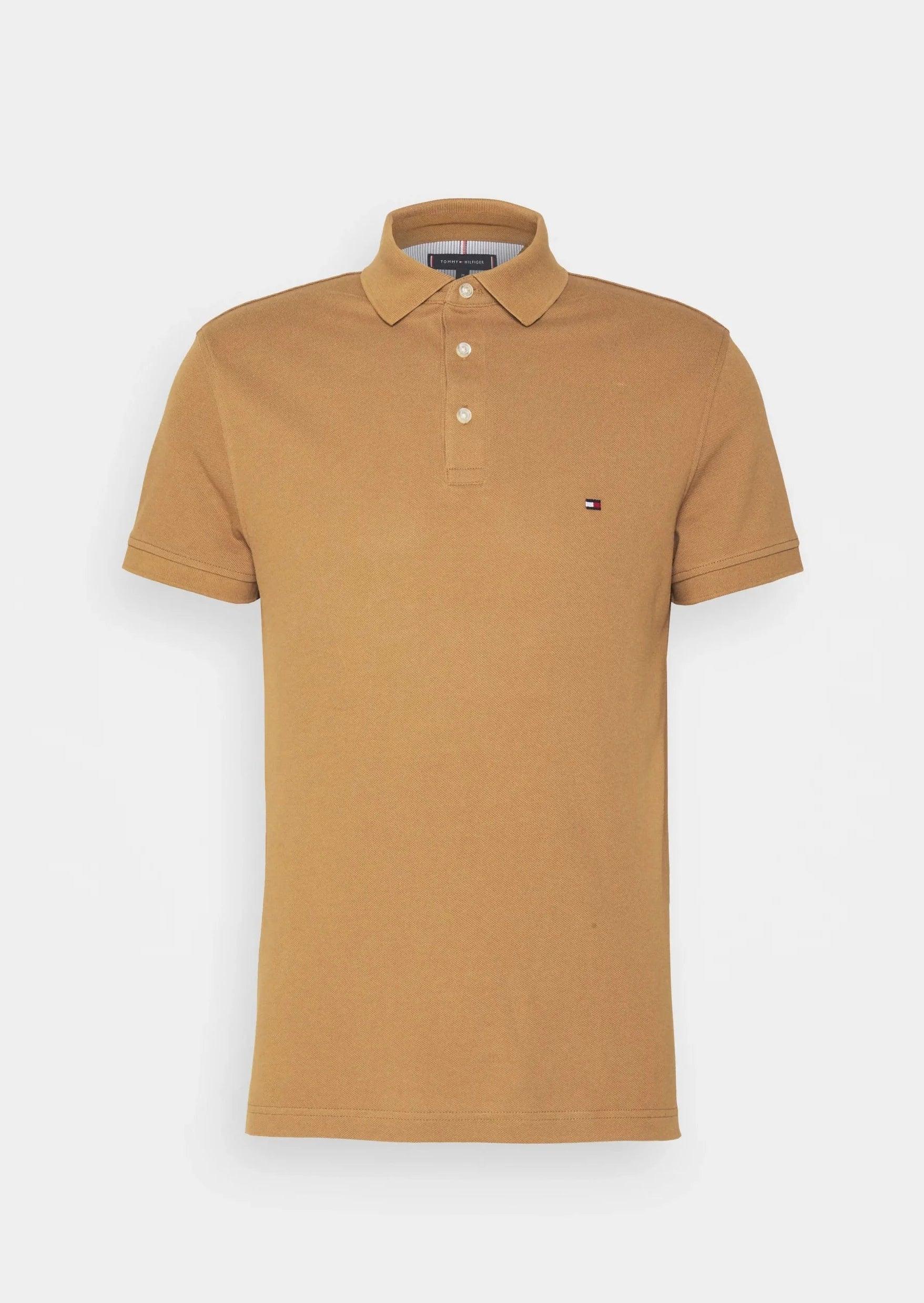 Polo Tommy Hilfiger ajusté marron en coton bio stretch - Georgespaul