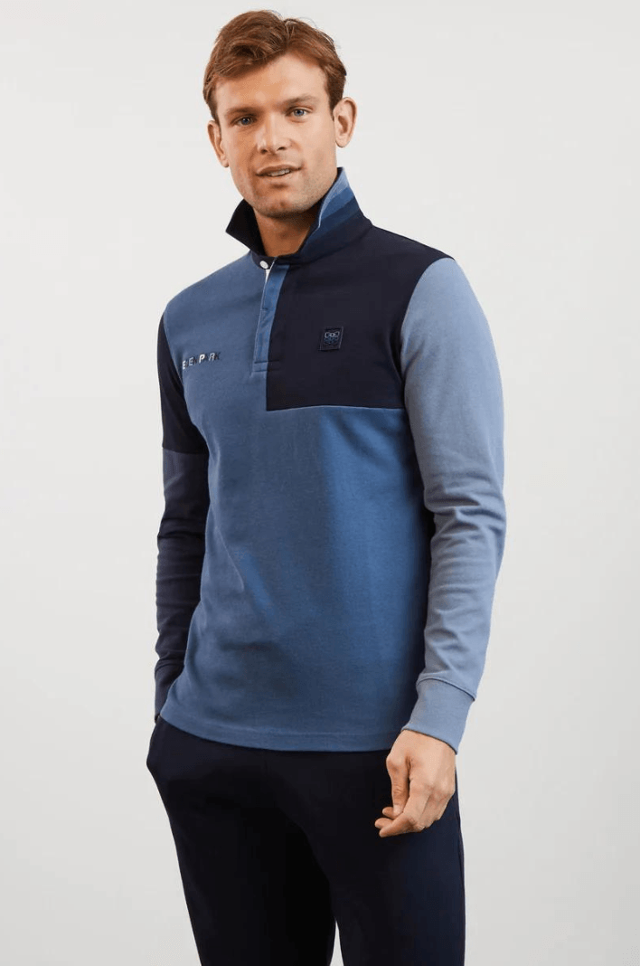 Polo colorblock Eden Park bleu foncé - Georgespaul