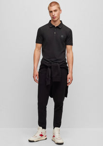 Polo homme BOSS noir en coton stretch | Georgespaul