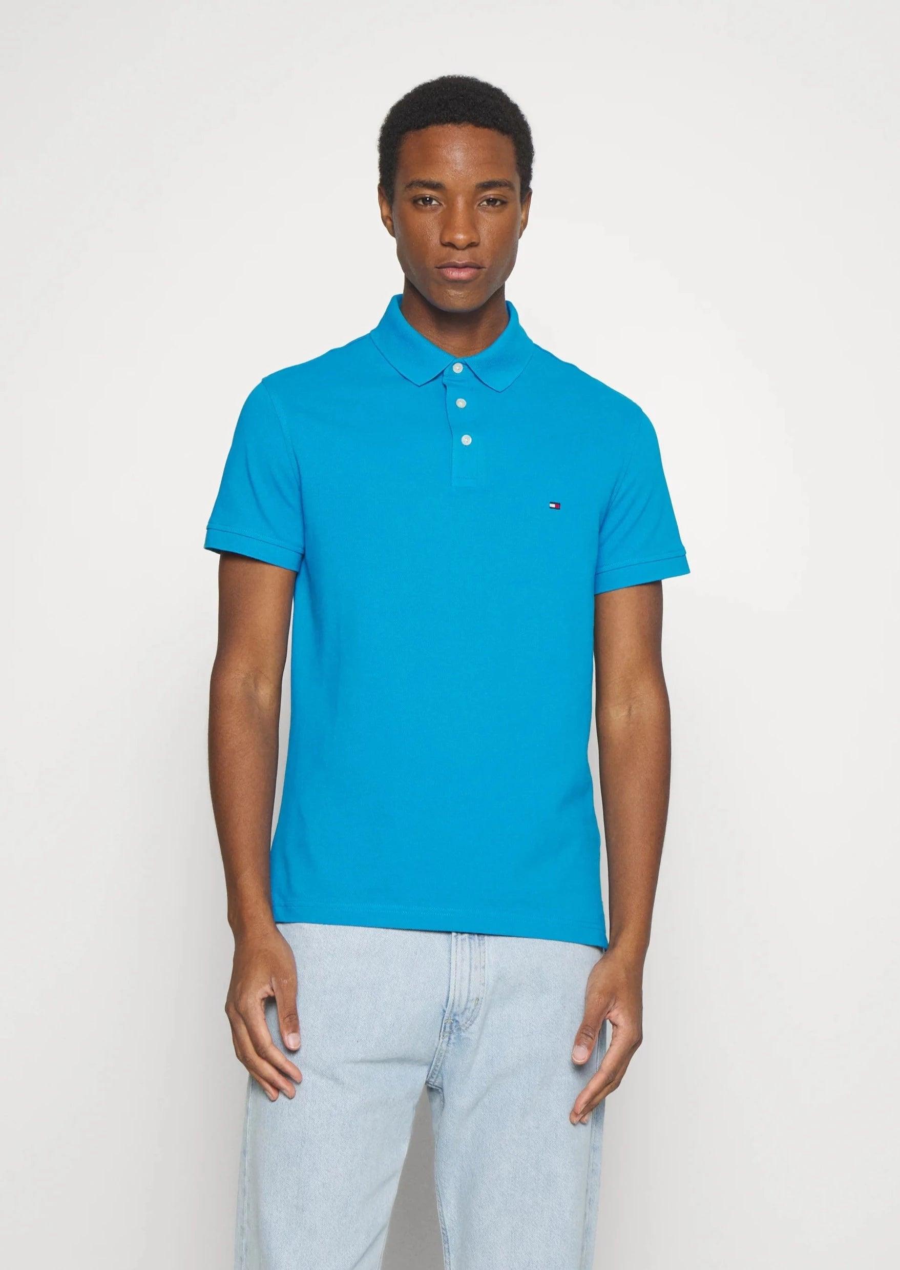 Polo Tommy Hilfiger ajusté bleu en coton bio - Georgespaul