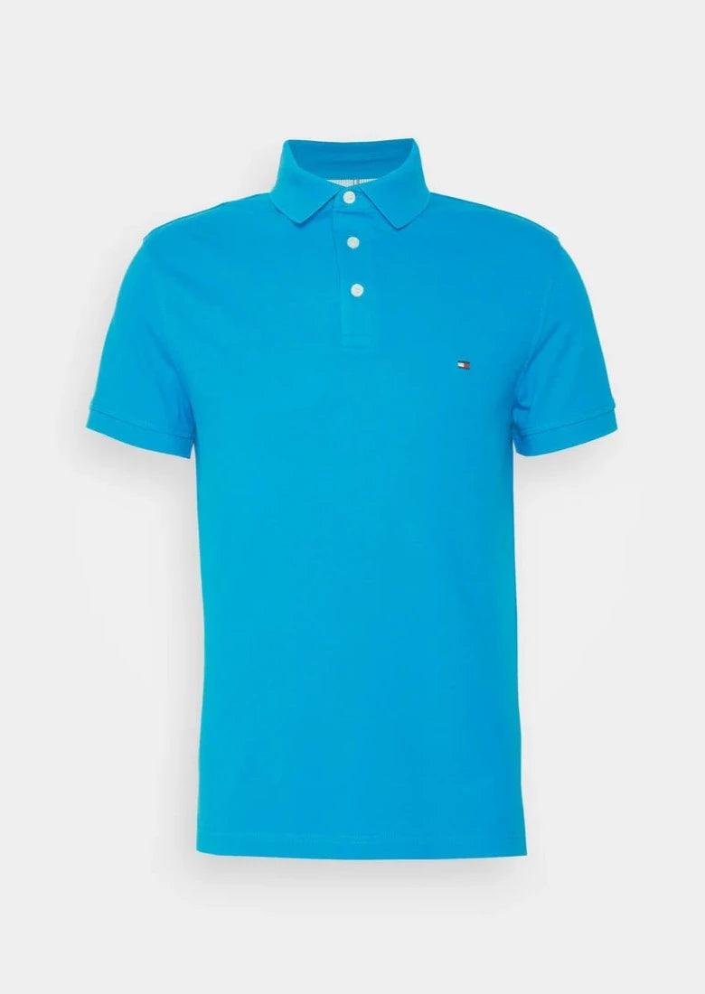 Polo Tommy Hilfiger ajusté bleu en coton bio - Georgespaul