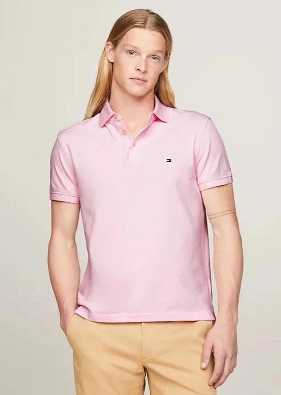 Polo Tommy Hilfiger ajusté rose clair en coton bio - Georgespaul