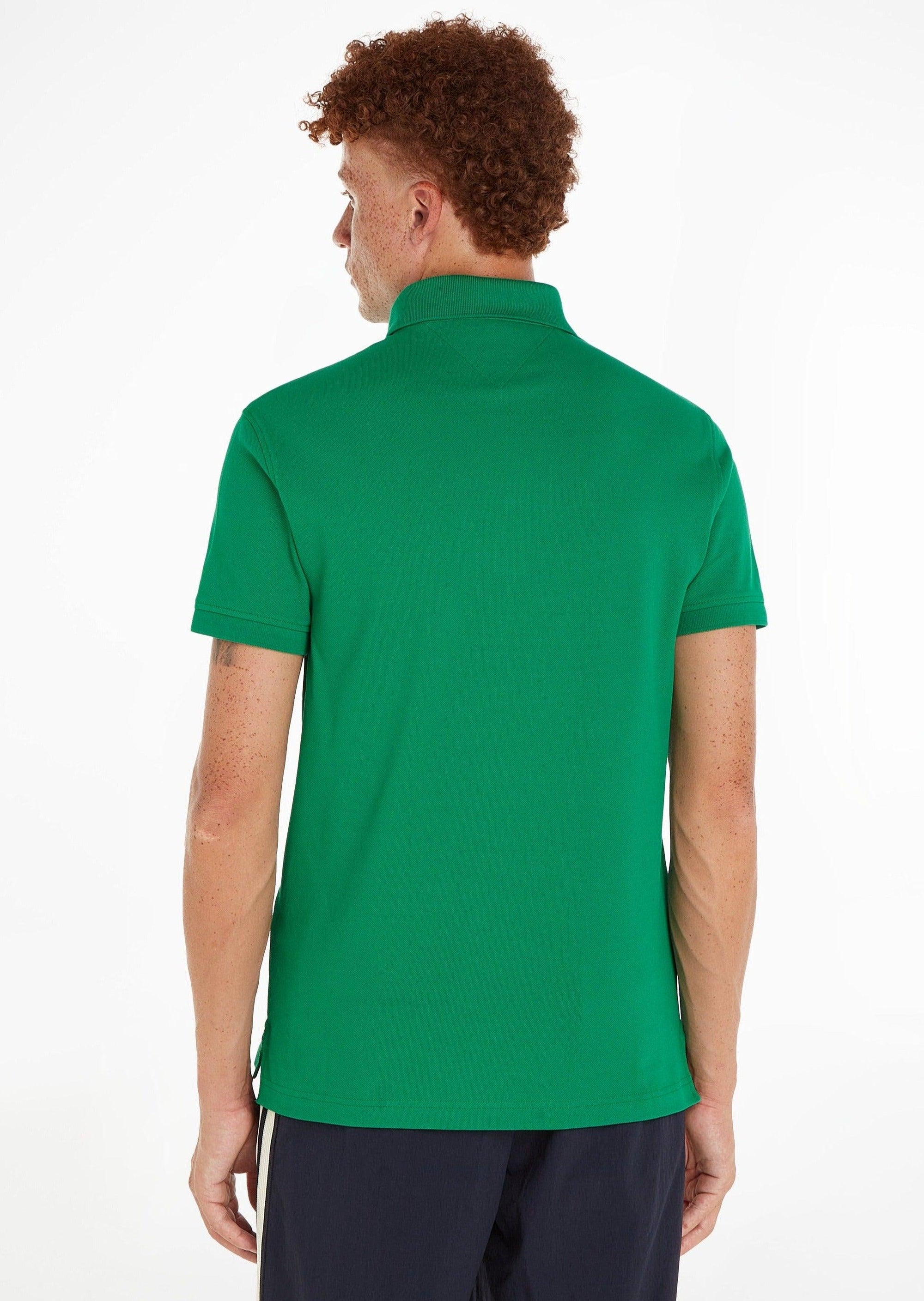 Polo Tommy Hilfiger ajusté vert en coton bio - Georgespaul