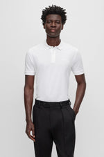 Afbeelding in Gallery-weergave laden, Polo homme logo brodé BOSS blanc en coton bio I Georgespaul

