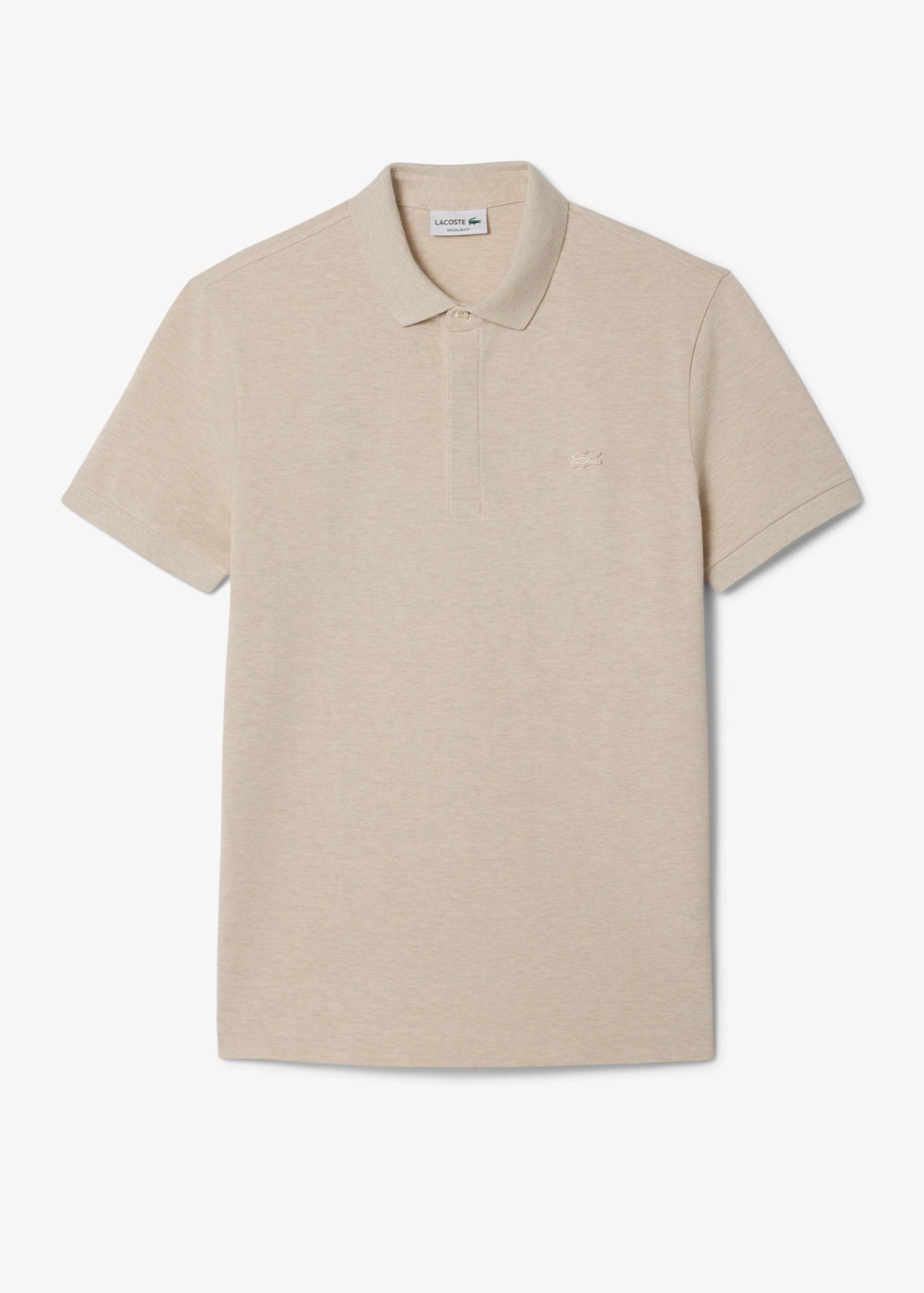 Polo manches courtes Paris Lacoste beige chiné pour homme | Georgespaul