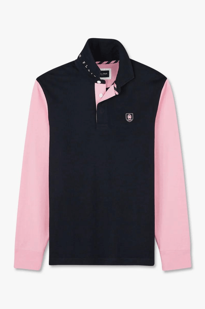 Polo manches longues bicolore Eden Park rose - Georgespaul