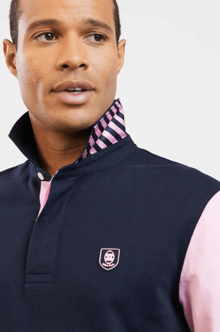 Polo manches longues bicolore Eden Park rose - Georgespaul