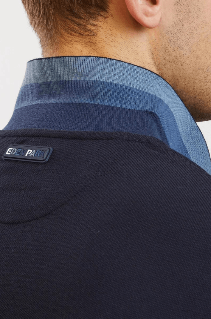 Polo manches longues colorblock Eden Park bleu foncé - Georgespaul