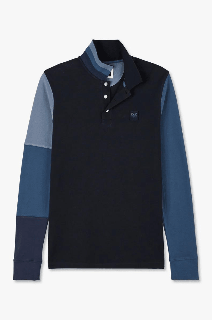 Polo manches longues colorblock Eden Park bleu foncé - Georgespaul