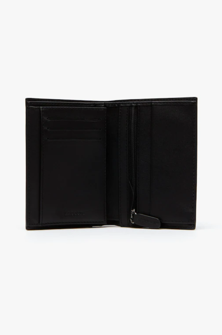 Portefeuille vertical homme Lacoste noir en cuir | Georgespaul