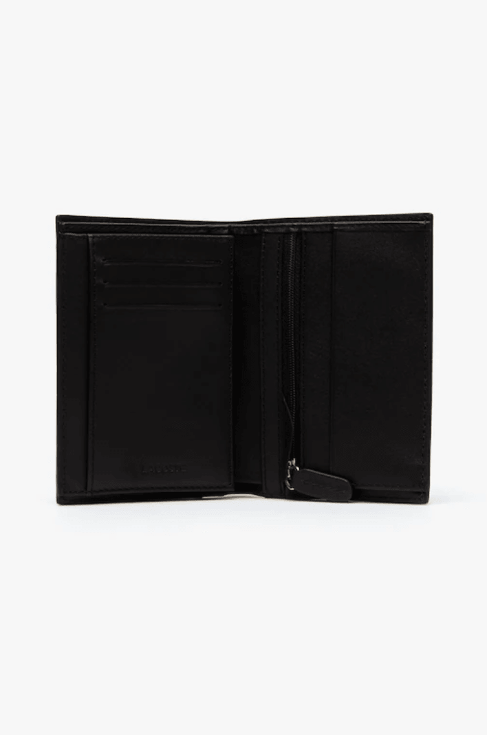 Portefeuille vertical Lacoste noir en cuir - Georgespaul