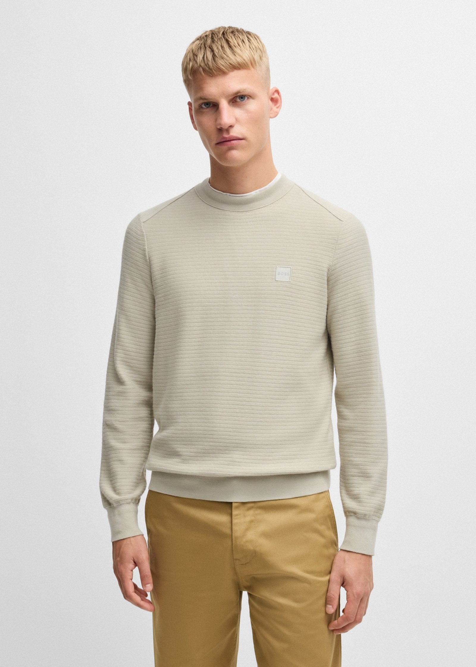 Pull BOSS beige en cachemire pour homme | Georgespaul