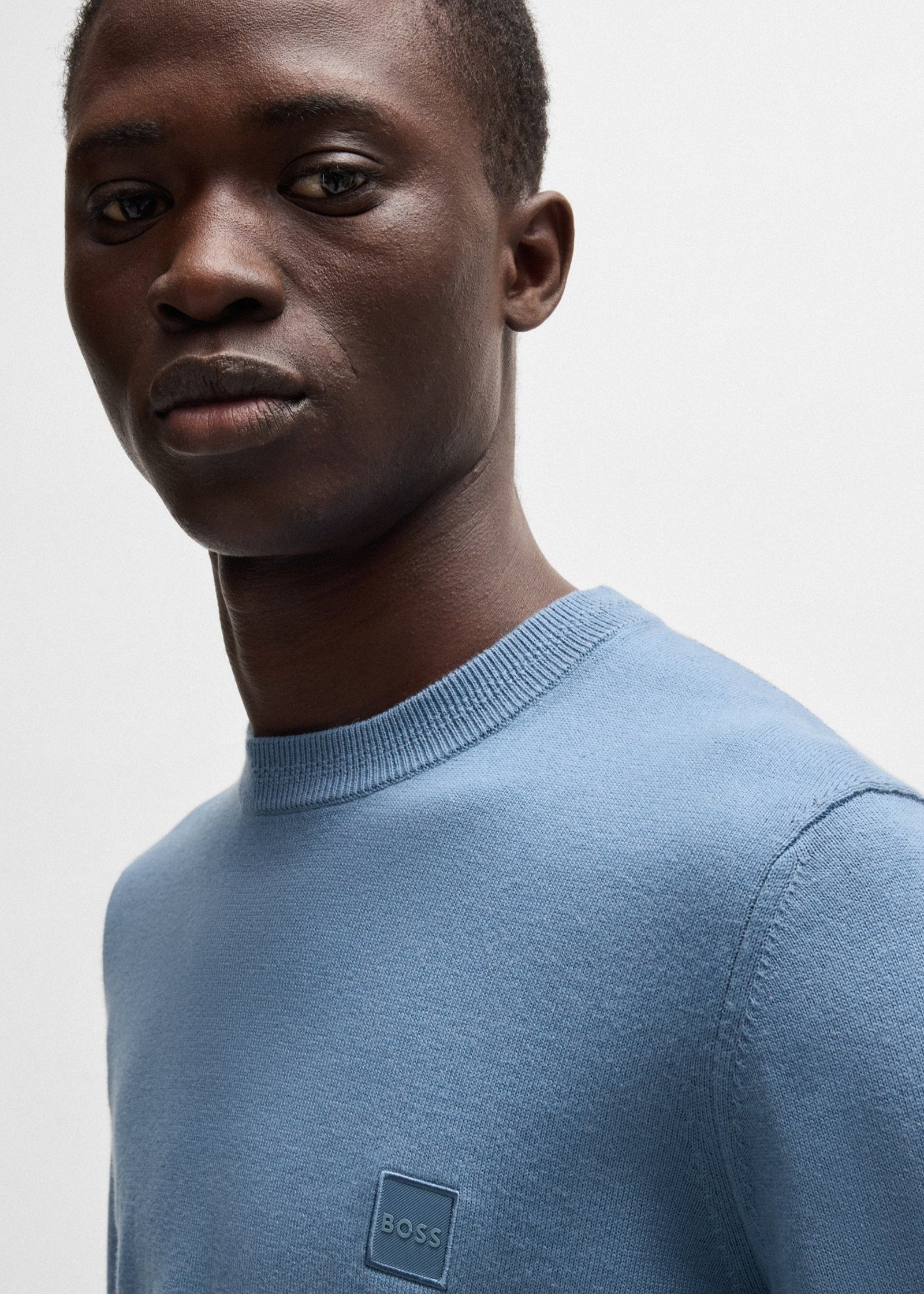 Pull BOSS bleu en cachemire pour homme | Georgespaul 