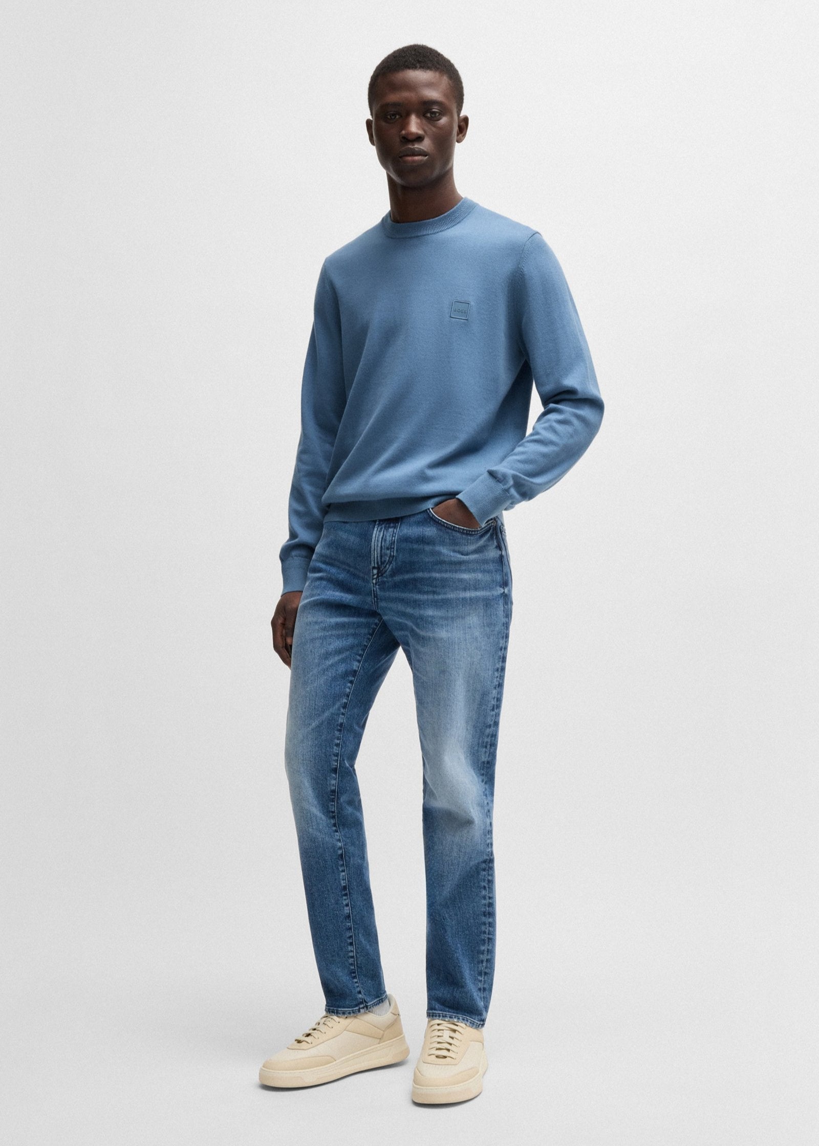 Pull BOSS bleu en cachemire pour homme | Georgespaul 