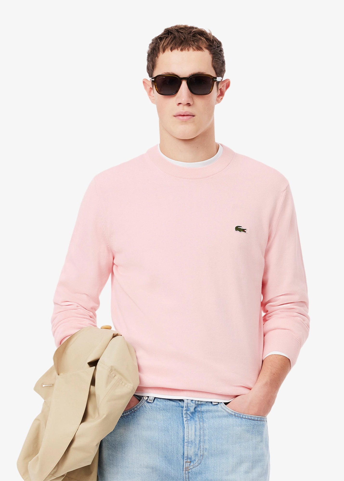 Pull Lacoste rose pour homme | Georgespaul