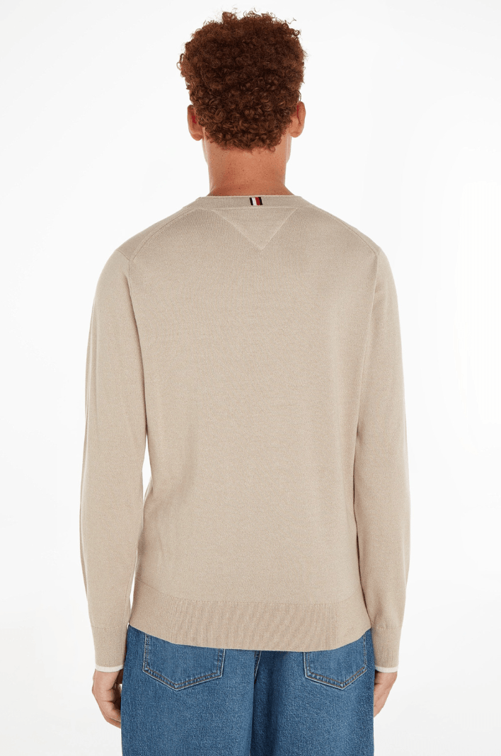 Pull Tommy Hilfiger beige en coton bio - Georgespaul