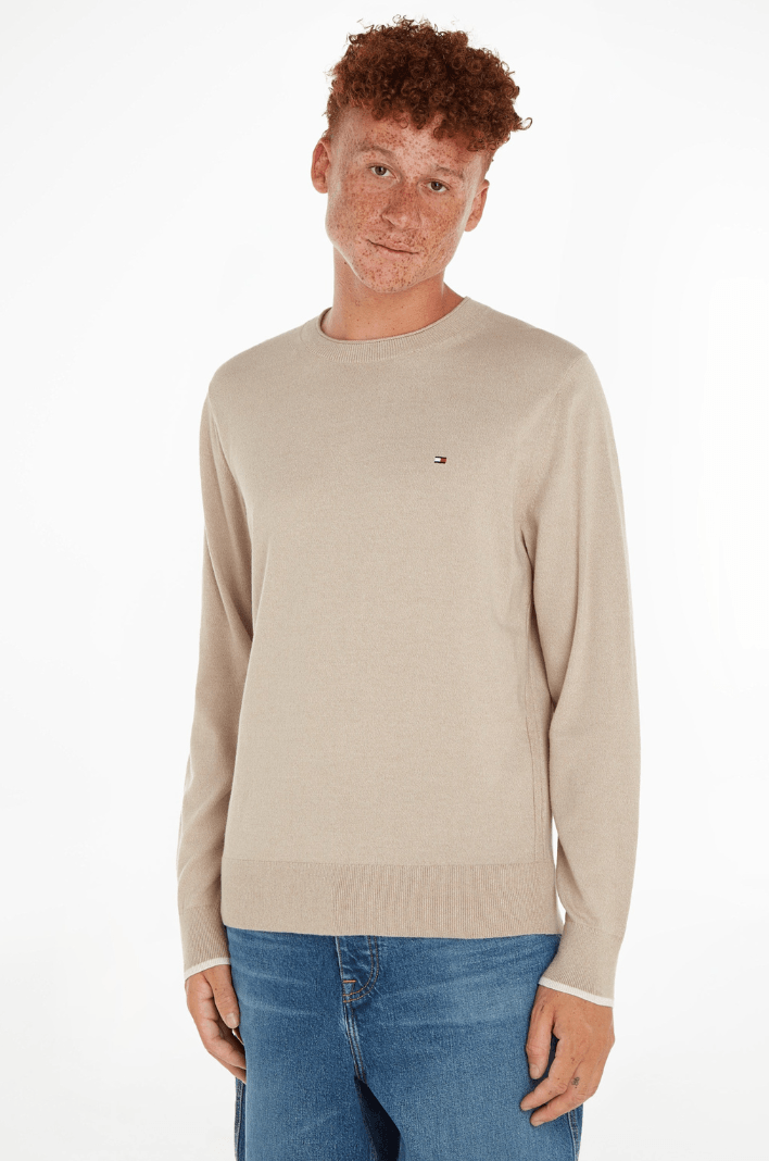 Pull Tommy Hilfiger beige en coton bio - Georgespaul