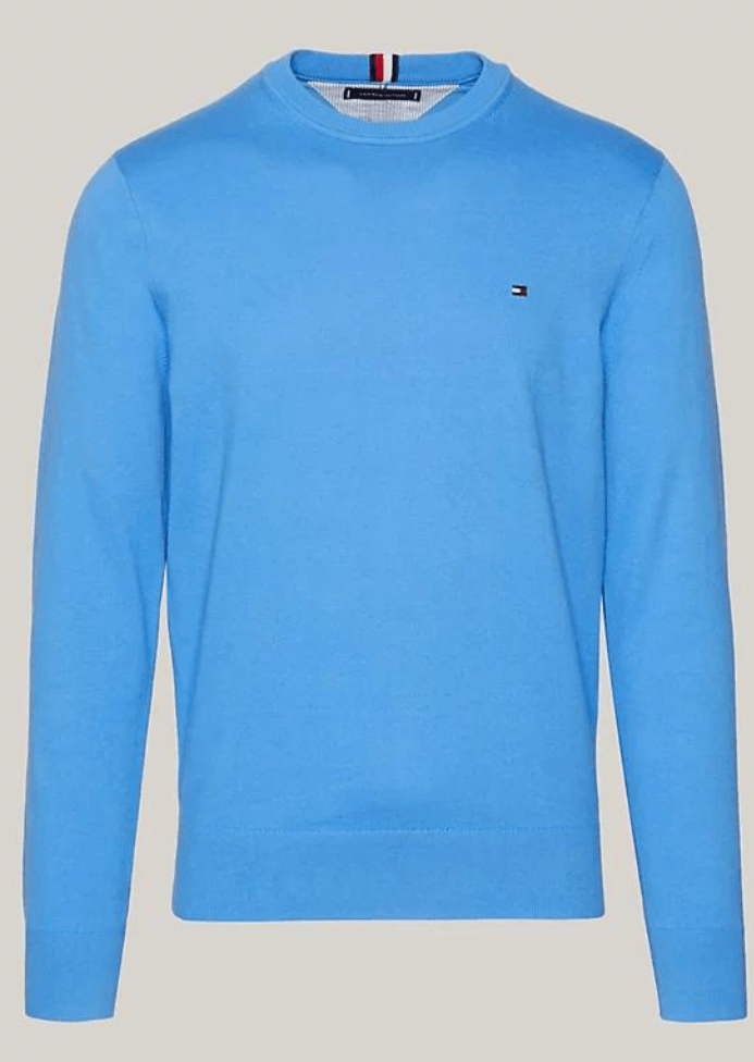 Pull Tommy Hilfiger bleu en coton bio - Georgespaul