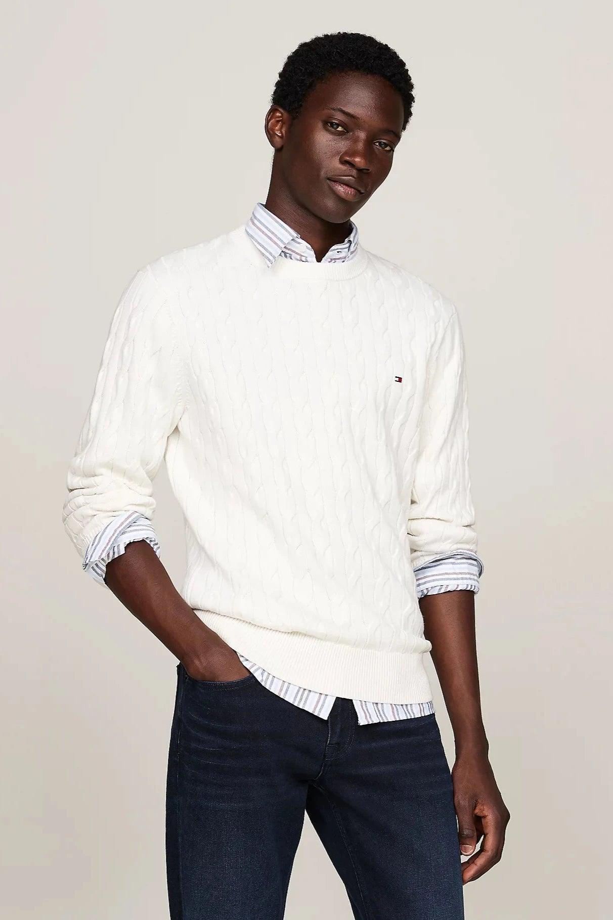 Pull Tommy Hilfiger pour homme blanc | Georgespaul