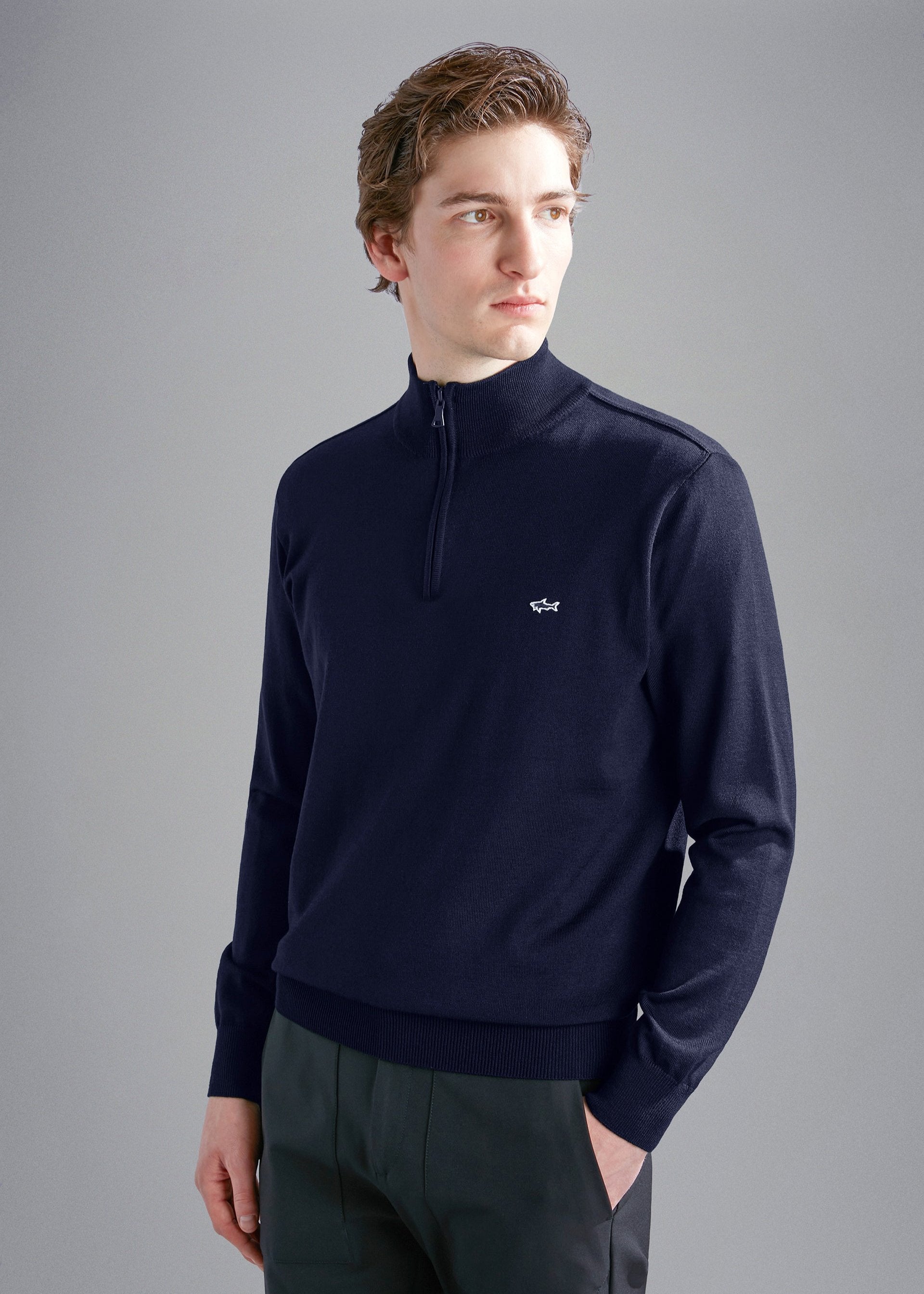 Pull camionneur Paul & Shark marine en laine pour homme | Georgespaul