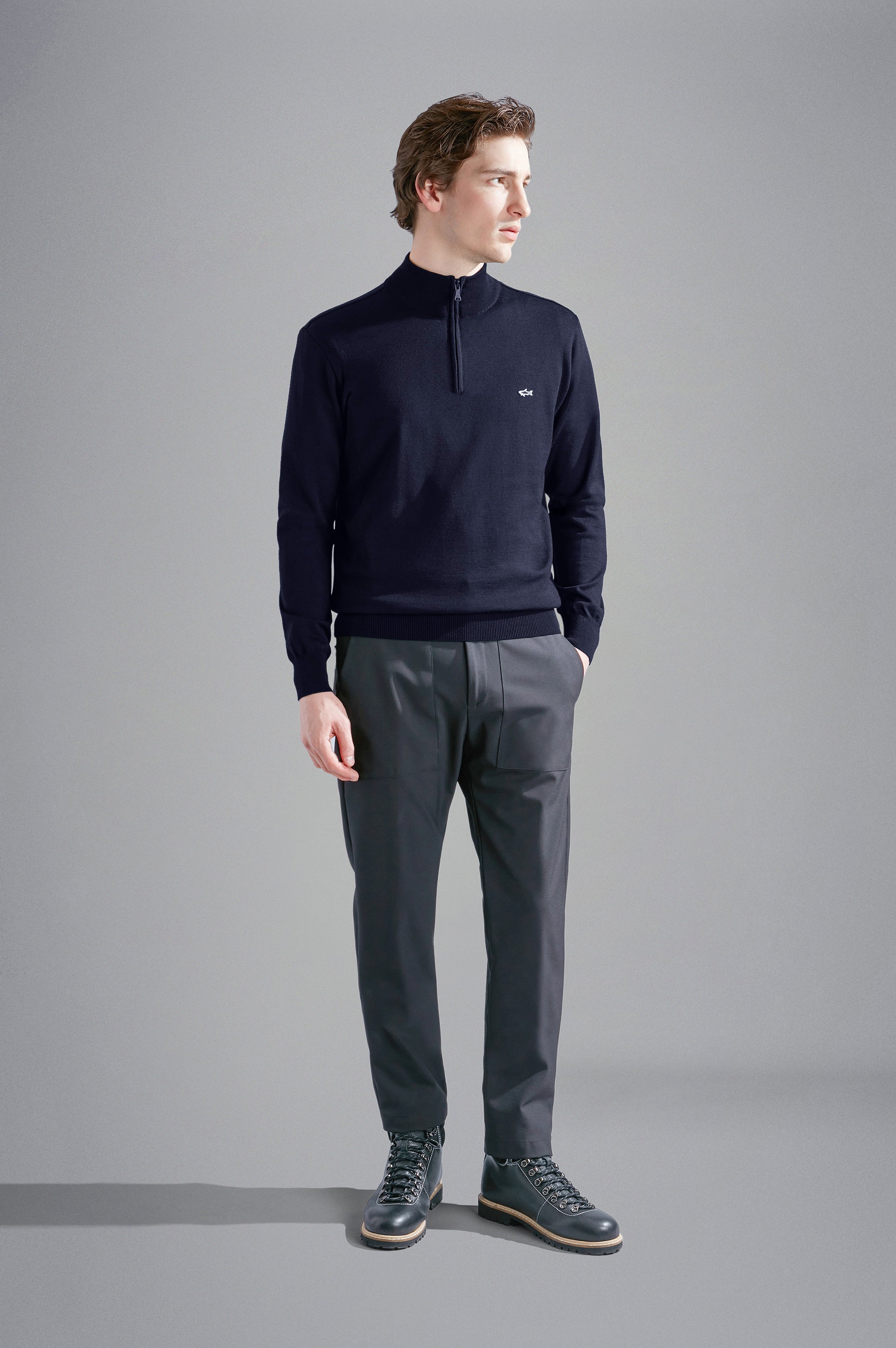 Pull camionneur Paul & Shark marine en laine pour homme | Georgespaul