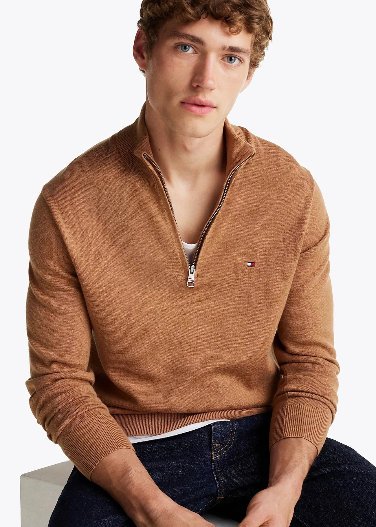 Pull camionneur Tommy Hilfiger marron pour homme | Georgespaul
