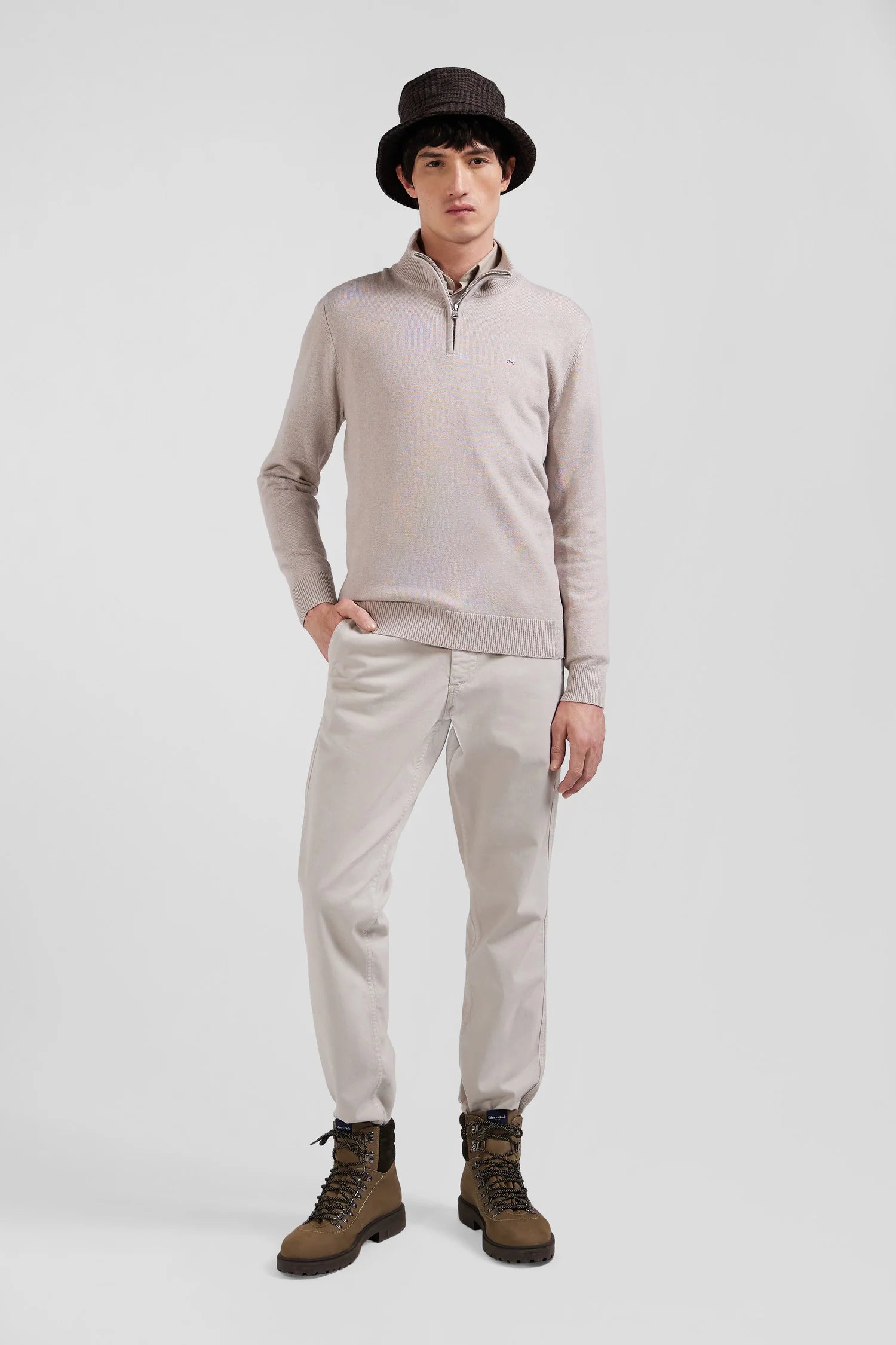 Pull camionneur Eden Park beige pour homme | Georgespaul