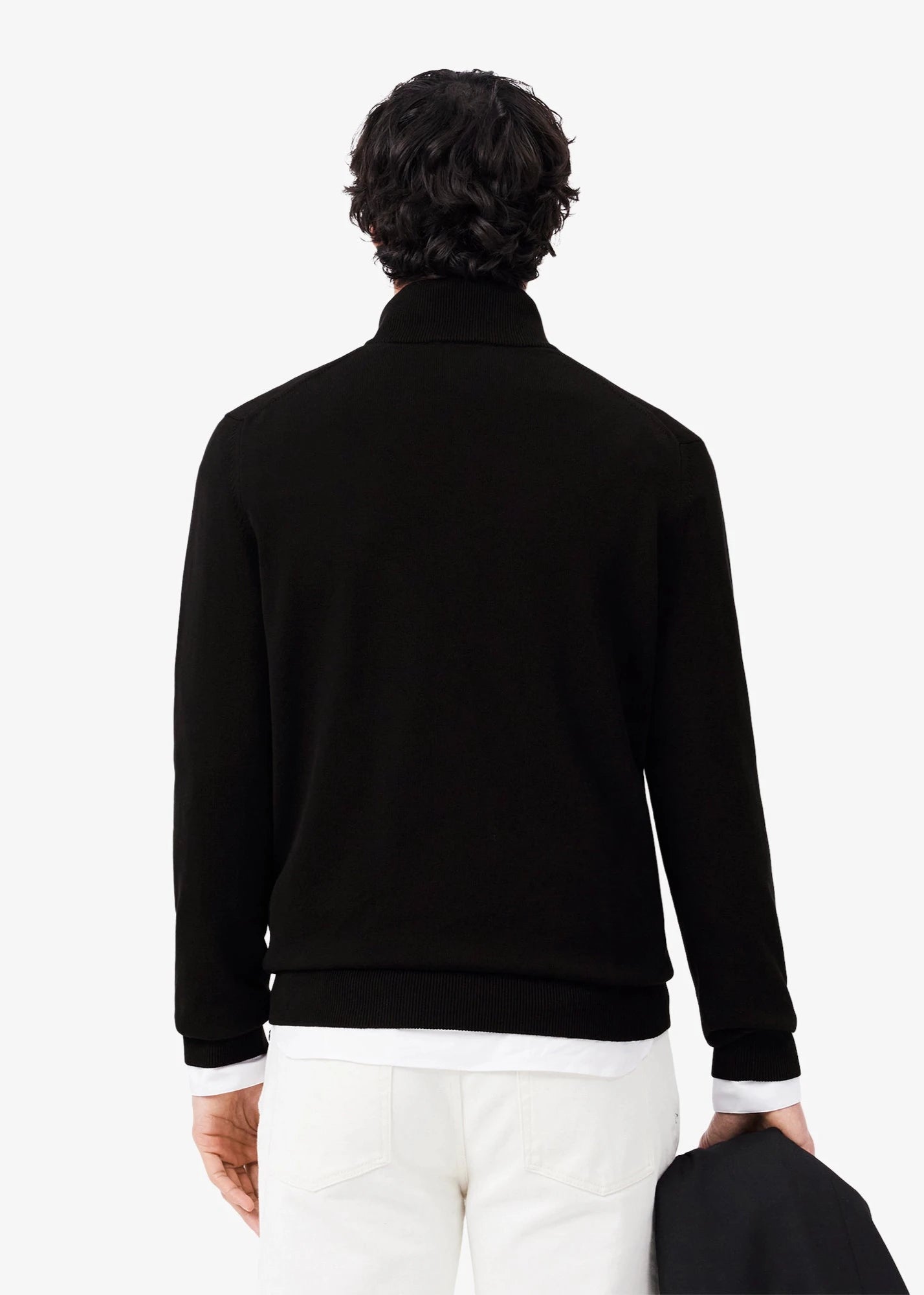 Pull camionneur homme Lacoste noir en coton bio | Georgespaul