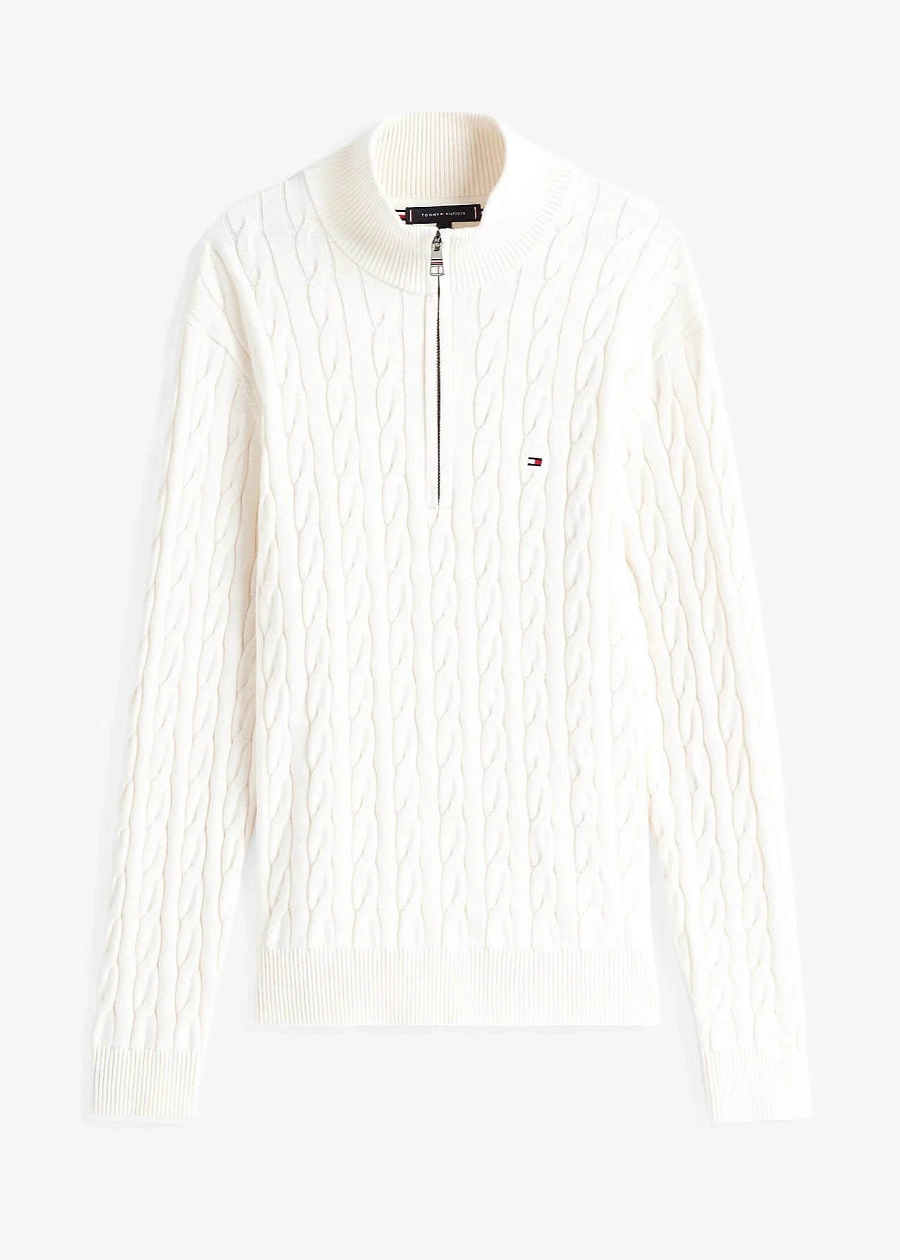 Pull camionneur torsadé Tommy Hilfiger blanc | Georgespaul