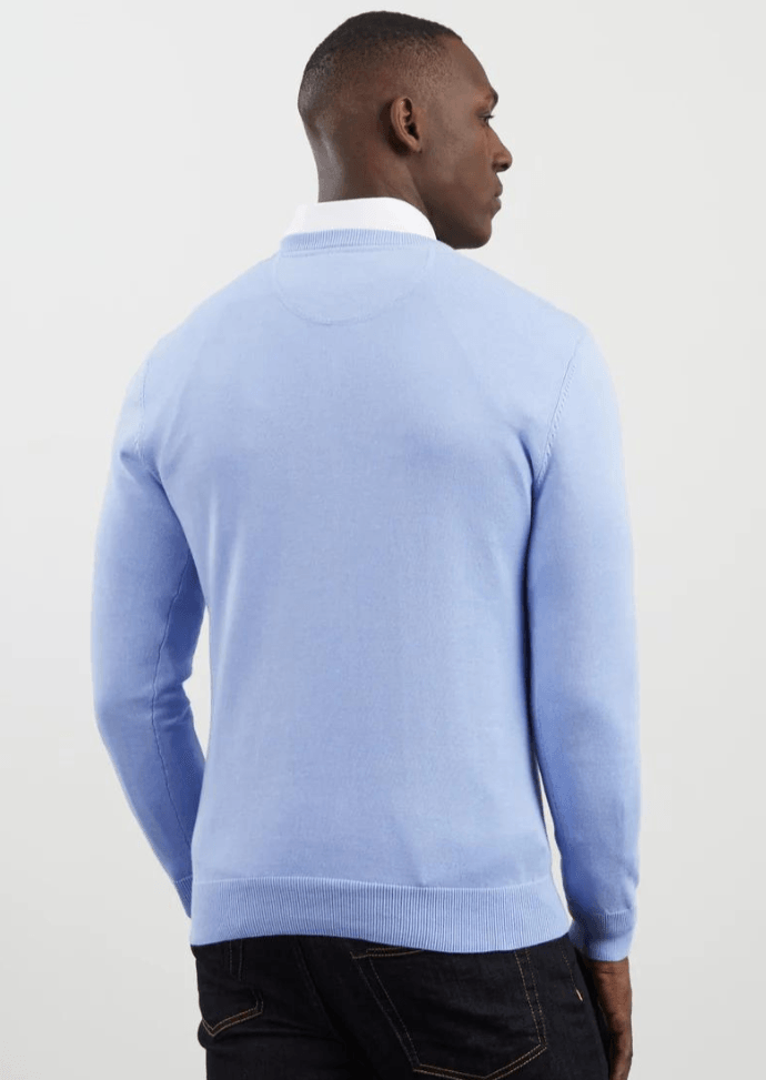 Pull col V Eden Park bleu clair