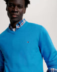 Pull col V Tommy Hilfiger bleu en cachemire - Georgespaul