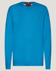 Pull col V Tommy Hilfiger bleu en cachemire - Georgespaul