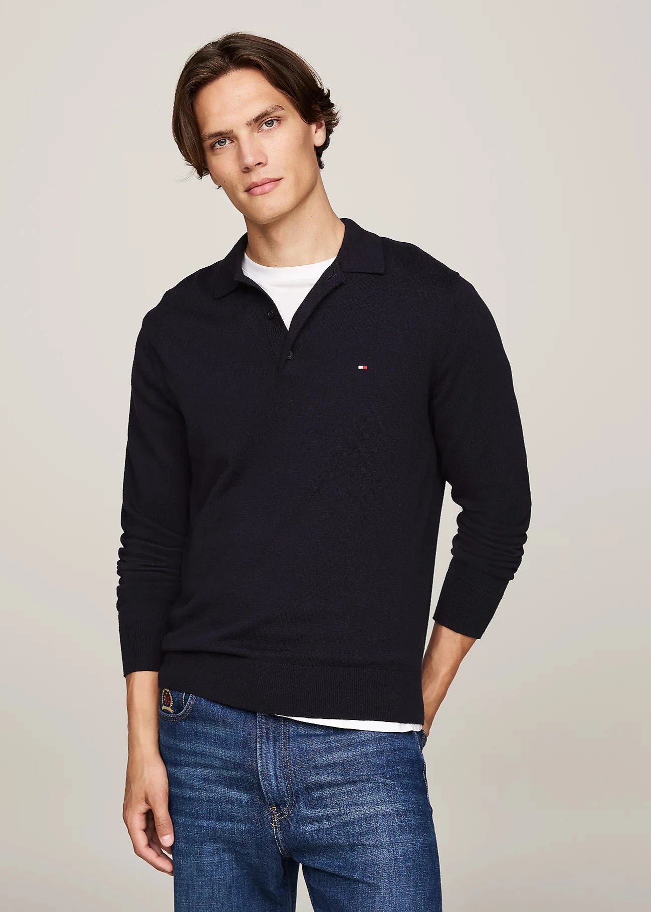 Pull col polo Tommy Hilfiger marine | Georgespaul 