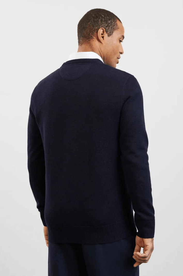 Pull col rond Eden Park marine en laine - Georgespaul