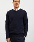 Pull col rond Eden Park marine en laine - Georgespaul