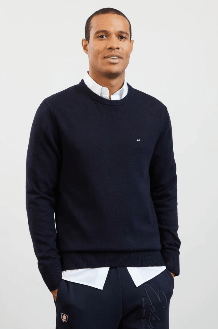 Pull col rond Eden Park marine en laine - Georgespaul