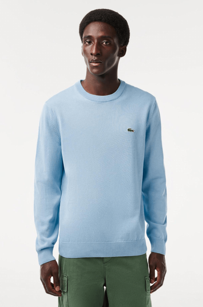 Pull Lacoste bleu clair en coton bio - Georgespaul