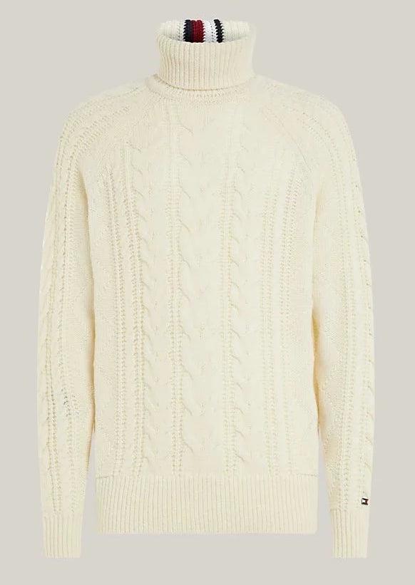 Pull col roulé Tommy Hilfiger beige en laine - Georgespaul