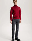 Pull col roulé homme Tommy Hilfiger rouge en cachemire | Georgespaul